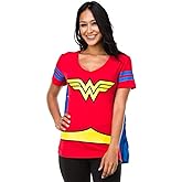 Wonder Woman Blue Stripes Juniors Costume Cosplay Cape T-Shirt Tee Shirt DC Comics