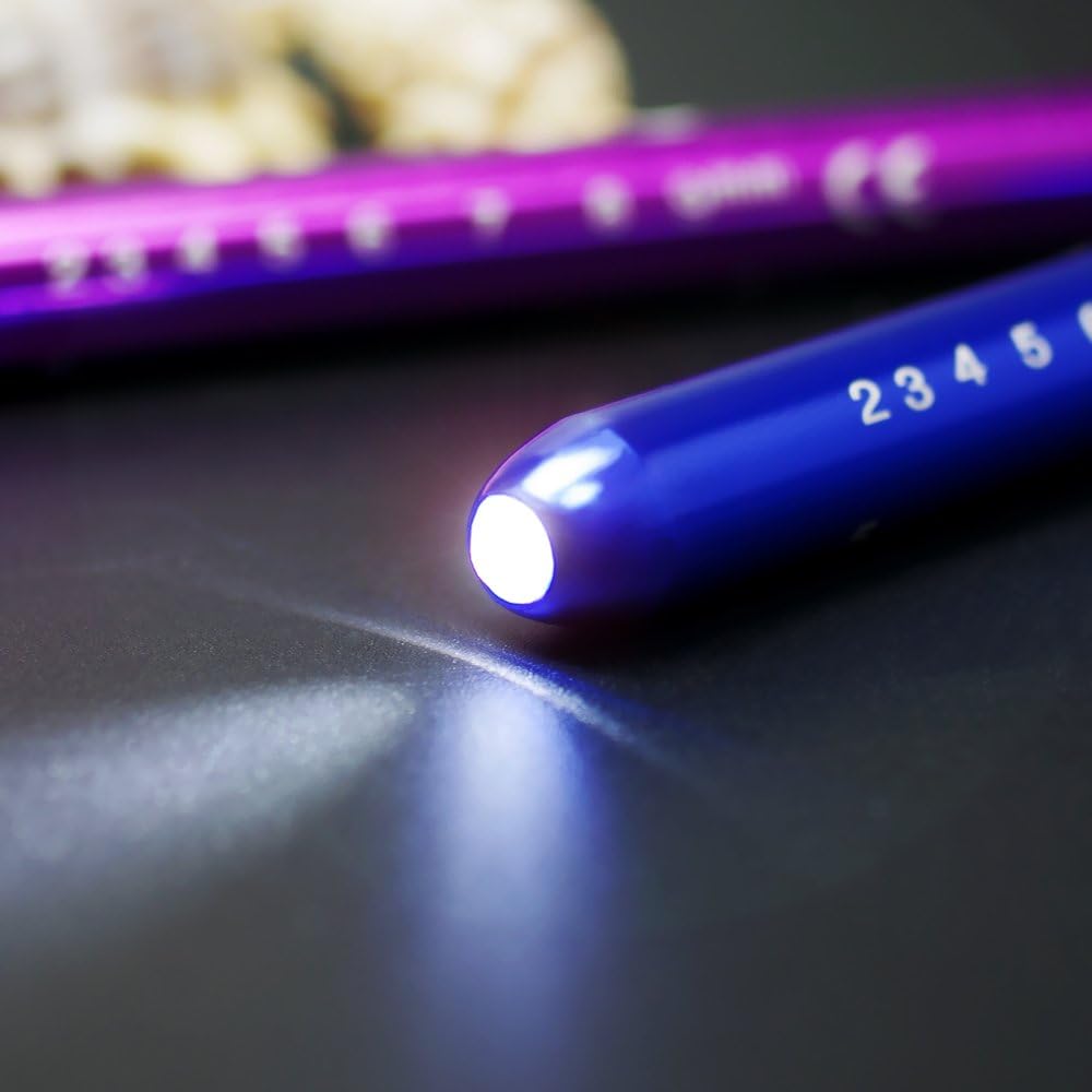 Medical Reusable LED Penlight From RAPID SPIRIT with Pupil Gauge, Bright White, 2PCS. Full 1 Year Warranty!