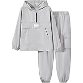 fioukiay Boys Half-Zipper Athletic Sweatsuits Jogger Set 2-Piece Long Sleeve Hoodie And Pants Outfit Fall Winter 8-12 Years