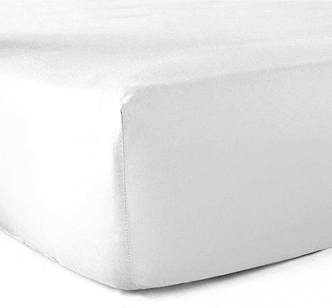 Fitted Sheet 100% Cotton 57 Thread Count 160 x 200 cm White 30 cm
