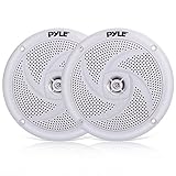 Pyle Marine Speakers - 4 Inch 2 Way Waterproof and Weather Resistant Outdoor Audio Stereo Sound System with 100 Watt Power and Low Profile Slim Style Design - 1 Pair - PLMRS4W (White)
