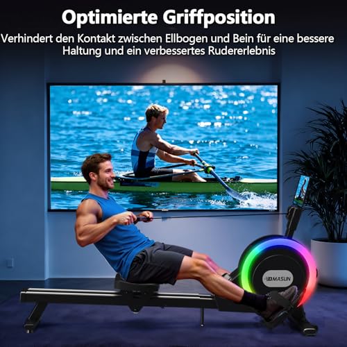 Rudergerät für Zuhause, DMASUN Magnetisches Rudergerät mit Upgrade Doppel-Slide-Rails, APP-Verbindung, 16 Widerstandsstufen, LCD-Datenanzeige, ideal für Cardio-Training