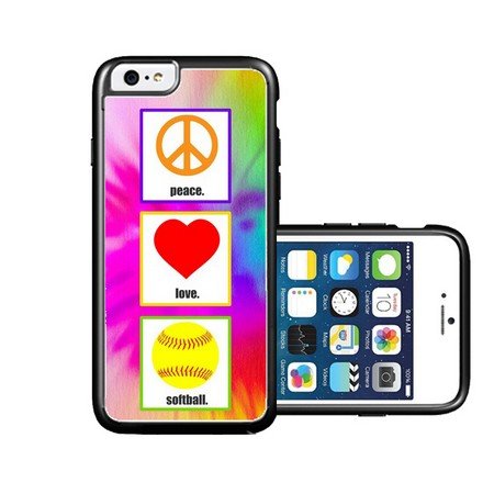 RCGrafix Brand Love Peace Softball iPhone 6 Case - Fits NEW Generic &amp; Compatible with iPhone 6
