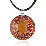Chuvora Hand Blown Venetian Murano Glass Flower Pendant Necklace, 18-20 inches