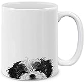 MUGBREW Black White Shih Tzu Ceramic Coffee Mug Tea Cup, 11 OZ