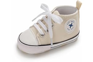 Sekantrol Unisex Baby Girls Boys Shoes Infant Soft Sole Canvas Newborn First Walkers High Top Anti-Slip Sneakers