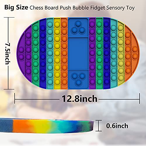 XEVFITN Big Size Pop Game Board Fidget Toy Jumbo Rainbow Push Bubble Sensory Popper Fidget Toys Extra Large Giant Mega Huge Toy for Autistic Special Needs Anxiety Stress Relief ​Kids Girls Boys