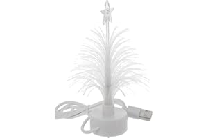 CABILOCK USB Power LED Christmas Tree Night Light-5in -Colour Desk Glowing Fiber Optic with Top Star Light Christmas Tree for Bedroom Xmas Party Holiday Bar Decor