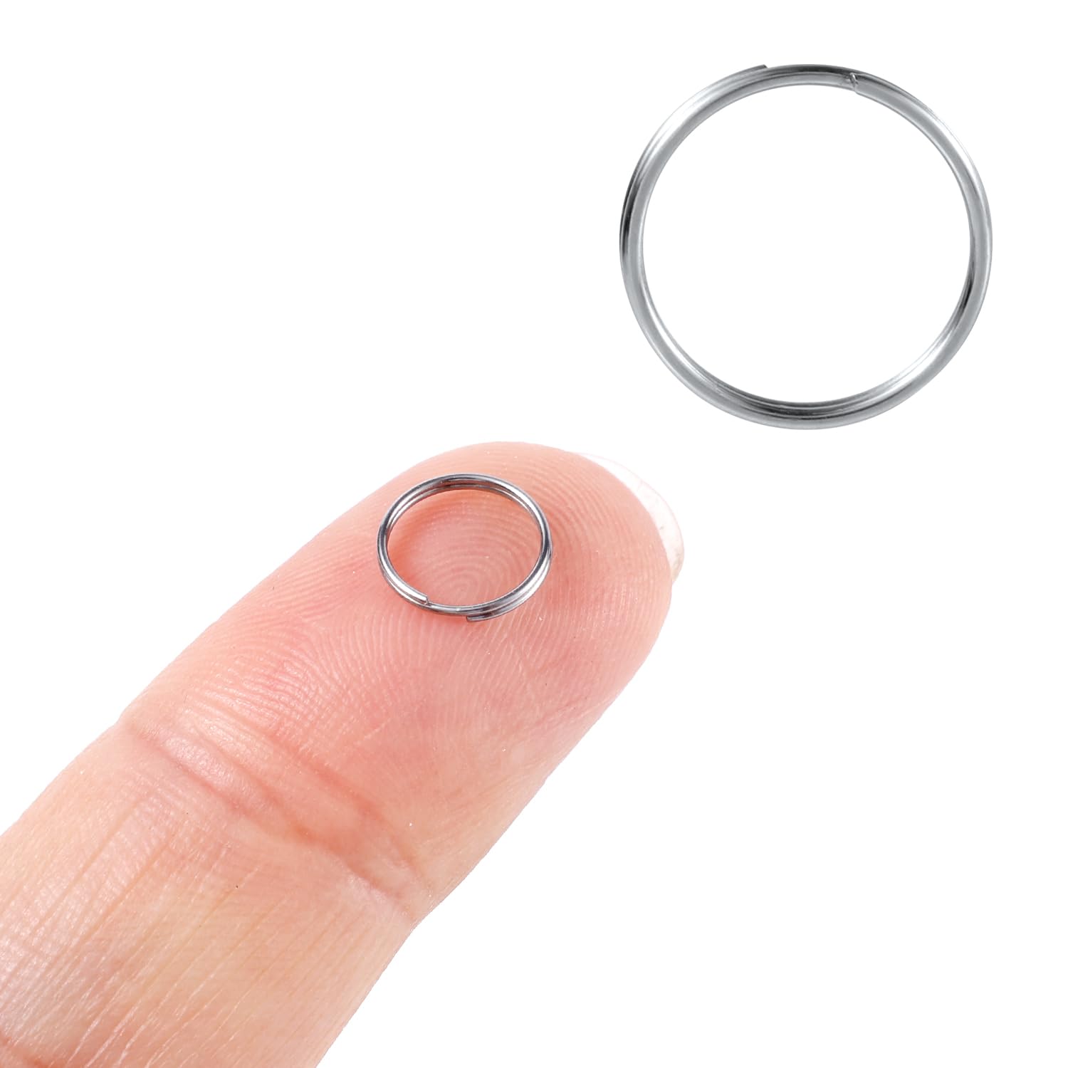 Photo 1 of 1000pcs Small Key Rings Stainless Steel Split Rings, 8mm Double Jump Rings Mini Metal Ring for Clasp Connecting for Keychain Ring Jewelry Making DIY Craft