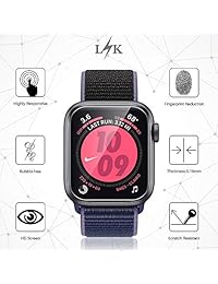 [6 unidades] LK para Apple Watch Series 4 Protector de pantalla de 1.732 in, LiquidSkin [HD Clear Anti-burbujas] con garantía de por vida de reemplazo