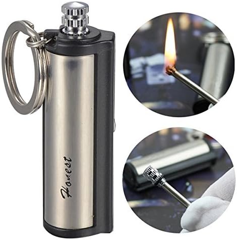 LUQUAN Honest Safety Stylish Luxurious Wind Proof Permanent Match Striker Cigarette Lighters W/ Key Chain - Silver