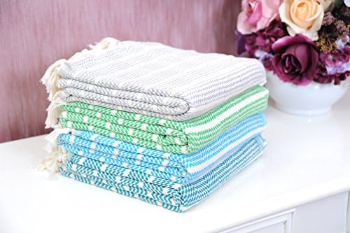 Set of 4 - New Season BRIGHTEST Diamond Weave Turkish Cotton Bath Beach Hammam Towel Peshtemal Blanket (Multi2)