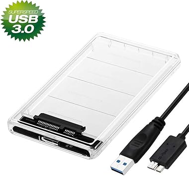 YiYunTE - Carcasa para disco duro externo USB 3.0 de 2,5 pulgadas para disco duro SATA SSD HDD externo USB 3.0 con soporte para cable de aceleración UASP [transparente]: Amazon.es: Electrónica