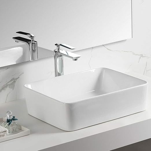 DAZONE Rectangular Vessel Sink, Above Counter Bathroom Sink Rectangle