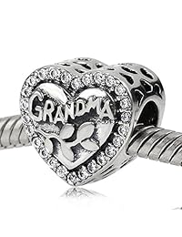 Plata de ley 925 LOVE Grandma Charm Cumpleaños Encanto Aniversario Encanto para pandora encantos pulsera colgante de corazón