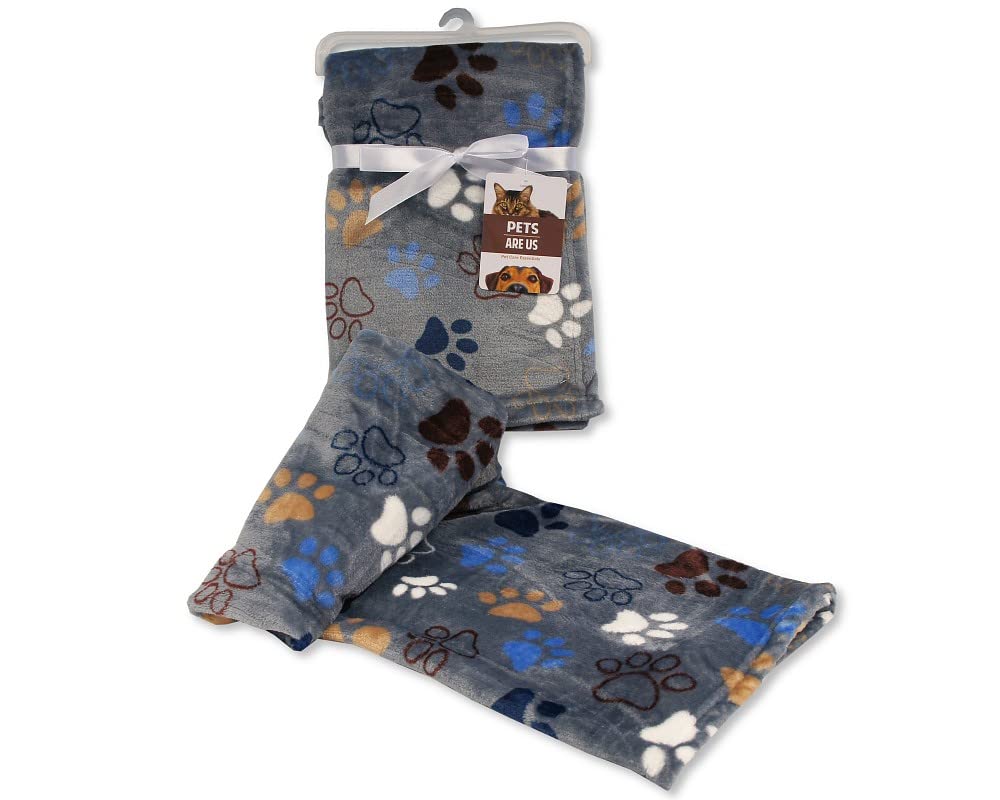 KAV Soft Polyester Pet Blanket - Luxury Unisex Cute Animal Pet Print Gift Set for Cat, Dog, Puppy, Kitten Pets 70x100 CM (Blue)