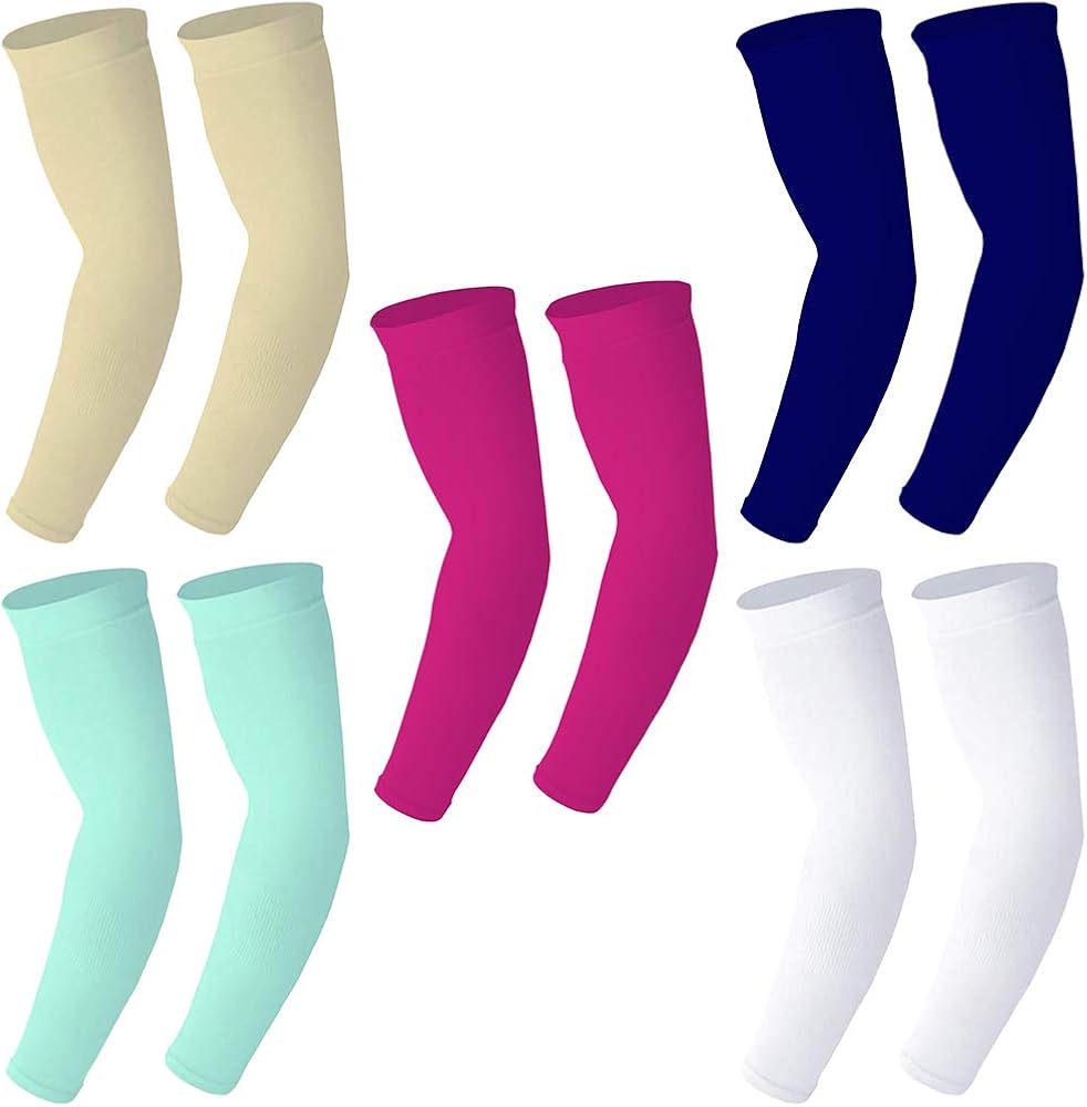 Arm Sleeves With Beige,Dark Blue,Pink,Turquoise And White Color 5 Pairs Amazon.in Clothing