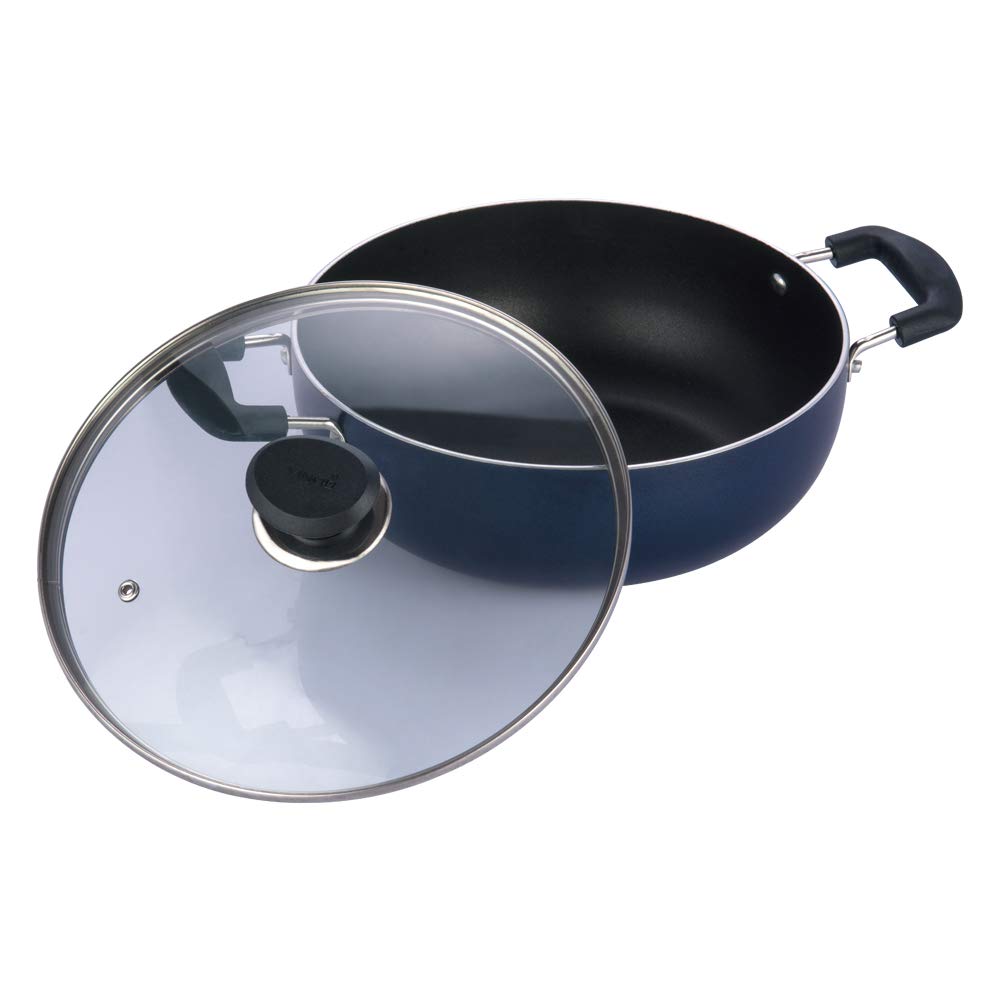Vinod Zest Non-Stick Kadai with Glass Lid