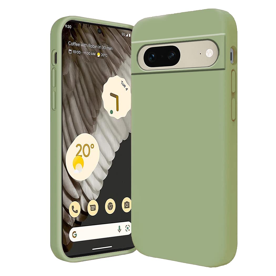 Compatible With Google Pixel 7A Case Silicone, Ultra Slim Soft Google Pixel 7A Phone Case Shockproof Anti-Scratch with Microfiber Lining Protective Cases Cover (Dark Green)