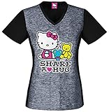 Tooniforms Women's Hello Kitty Share Print Scrub Top,TF602XB6