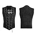 Punk Rock Man Cotton Leather Belt Sleeveless T-Shirt Front Strap Vest Bandage Casual Tank Tops (M) Black