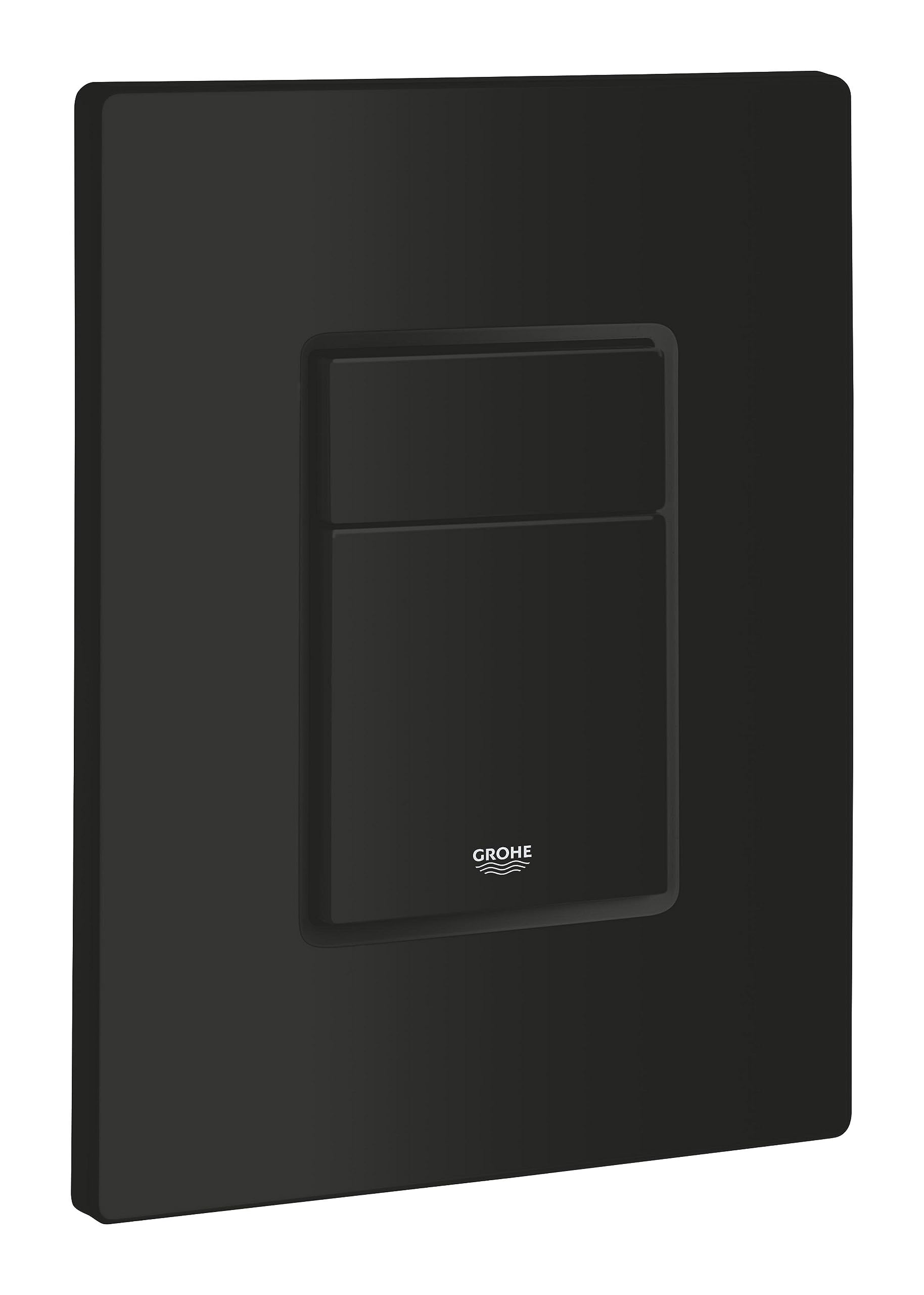 GROHE Even - Flush Plate for Concealed GD2 Cisterns (Water-Saving, Dual Flush with Start-and-Stop Activation for Pneumatic Drop Valve AV1, Easy to Install), Size 156 x 197 mm, Matt Black, 389662430