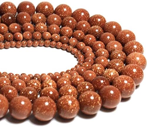 8mm Black Onyx Gemstone Round Loose Beads for Jewelry Making(47-50pcs/strand) (Gold Sand Stone)