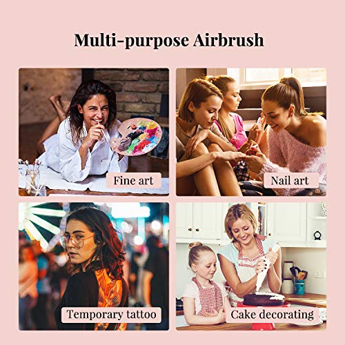 EUPH Makeup Airbrush Set, Rechargeable Handhold Cordless Mini Multi-purpose Airbrush Compressor for Deep Moisturizing Face Spa Paint Salon Tattoo Nail Art Cake Decoration Coloring