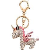JTTBIGV Cute Animal BlingBling Crystals Keychain Animal Charm Keyring Car Bag Wallet Purse Handbags Cars Key Pendant Decor (Pink Unicorn)