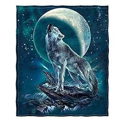 Dawhud Direct Howling Wolf Fleece Blanket for Bed
