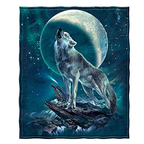 Dawhud Direct Howling Wolf Fleece Blanket for Bed
