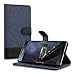 kwmobile Wallet Case Compatible with Sony Xperia Z5 Premium - Case Fabric and Faux Leather Phone Flip Cover - Dark Blue/Black
