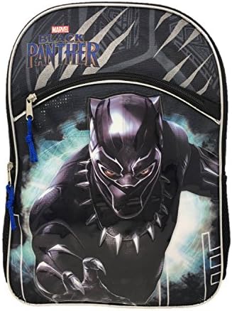 Marvel Black Panther Full Size Two Zipper Compartment Backpack for School or Travel, 16 inches