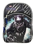 Marvel Black Panther Full Size Two Zipper Compartment Backpack for School or Travel, 16 inches