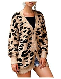 Daomumen - Chaqueta de forro polar para mujer, diseño de leopardo