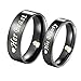 His Beauty/Her Beast Love Heart Black Stainless Steel Engagement Wedding Bands Promise Ring Anniversary