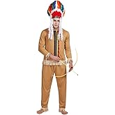EraSpooky Indian Costume Men Native American Costume Male Female Adult Halloween Outift