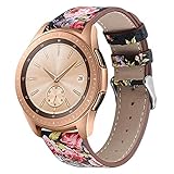 Compatible with Galaxy Watch Active Bands/Garmin Vivoactive 3 Band Leather,20mm Replacement Strap Band Compatible with Samsung Galaxy Watch Active 40mm /Galaxy Watch 42mm Smartwatch (Black-Floral2)
