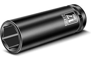MTO 1/2" Drive 17mm Deep Impact Socket, 6 Pt. Metric Socket, CR-MO Steel & Anti-Corrosion Coating for Heavy-Duty Use