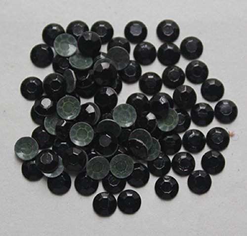 Rhinestuds 4mm ss16 Iron on Faceted Hot Fix Iron On studs Flat Top Round Shine Shape Flatback For Embroidery Applique Arts Crafts And Embellishment Lot of 1440pcs/10gross (Black)