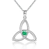 JIANGXIN Irish Celtic Triquetra Knot Birthstone 925 Sterling Silver Pendant Necklace for Women Rhodium Plated Healthcare Fine Jewelry