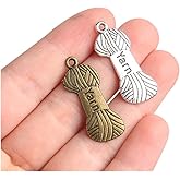 Acxico 100Pcs Yarn Charms Yarn Pendants Knitting Charms Antique Silver Tone 12 x 30 mm Making DIY Handmade Accessories