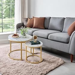 aboxoo Coffee Table Nesting White Set of 2 Side Set