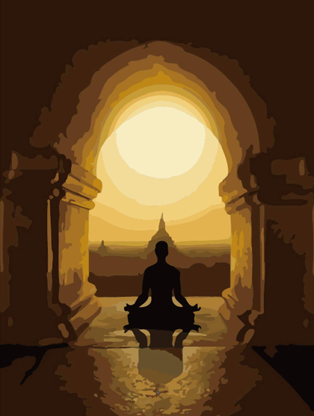 ABEUTY DIY Paint by Numbers for Adults, Buddhist Yoga 16x20 inches Number Painting Art Therapy (Yoga, No Frame)