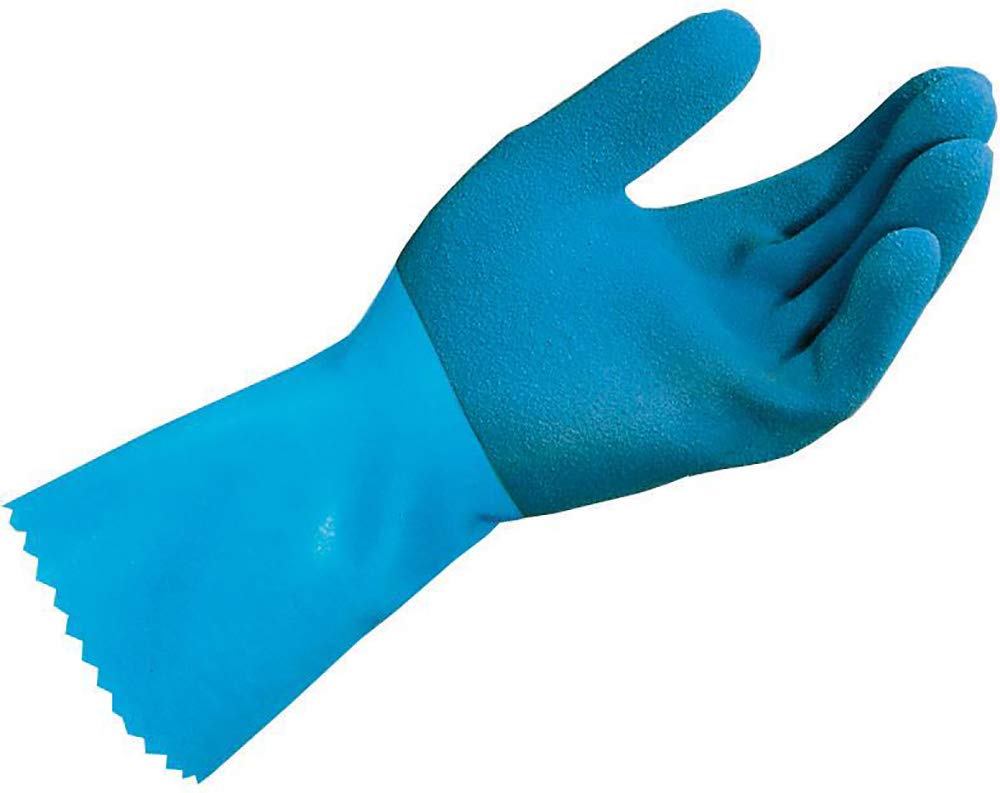 MAPA Professional JERSETTE 301 – Latex Chemical Resistant Gloves, Liquid Proof, Cleaning and Construction Gloves, Blue, Size 6 Protective Gloves (1 Pair), 6 (XS)