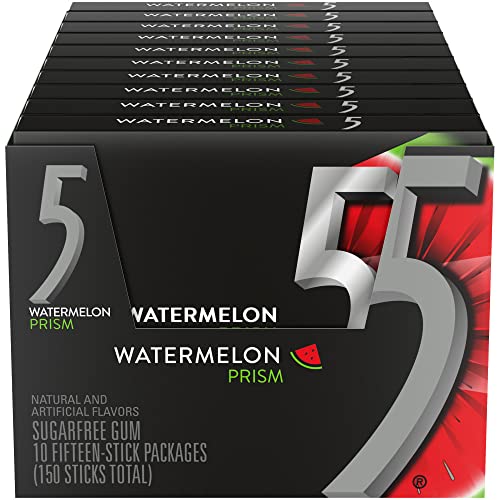 Wrigley's 5 GUM Watermelon Prism Sugar Free Chewing Gum, 15 Pieces (10