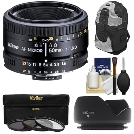 Nikon 50 mm f/1.8d AF Nikkor Lente + Filtro UV + Kit de Accesorios ...