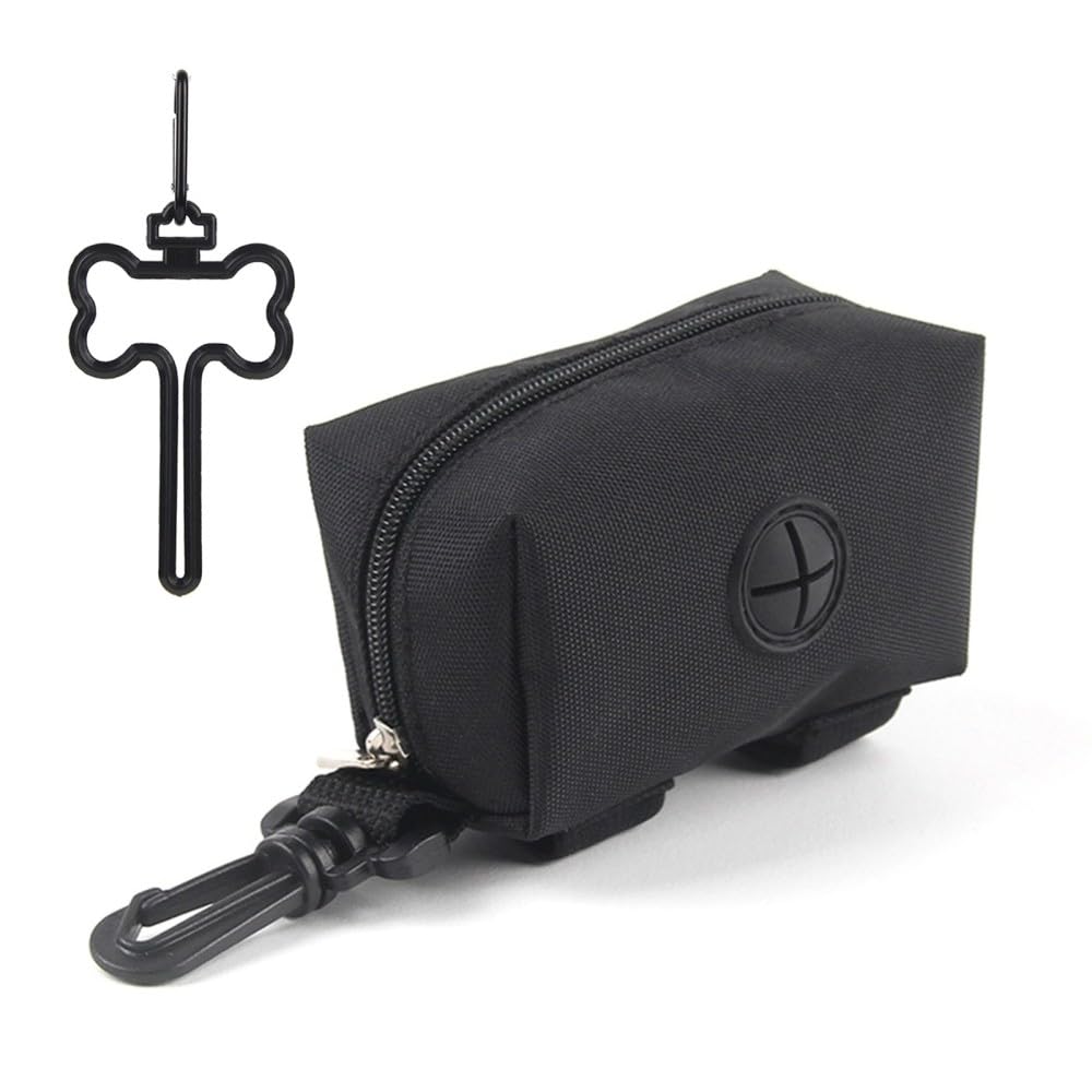 Dog Poop Bag Holder, Portable Pet Treat Pouch with Clip Puppy Poo Bag Dispenser for Dog Walking, Running, Hiking, Training