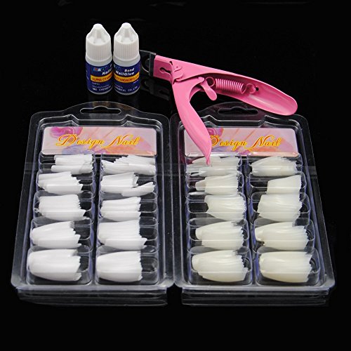 Fashion Zone 5 in1 Nail Art Basic DIY Set Artificial French Nail Tip False Nail tips Clipper Glue Tools