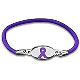 Purple Ribbon Stretch Bracelet – Purple Ribbon Awareness Wristband for Alzheimer’s, Domestic Violence, Crohn’s, Lupus, Cystic Fibrosis, Pancreatic Cancer Awareness - Perfect for Support Groups and Fundraisers